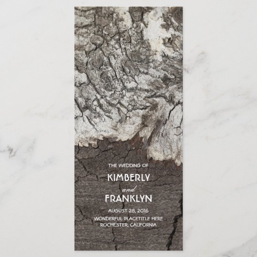 木材樺の木素朴バークカントリー結婚式プログラム プログラム (正面)