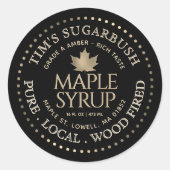 木材焼成メープルシロップ金ゴールド縁ど葉 ラウンドシール (正面)