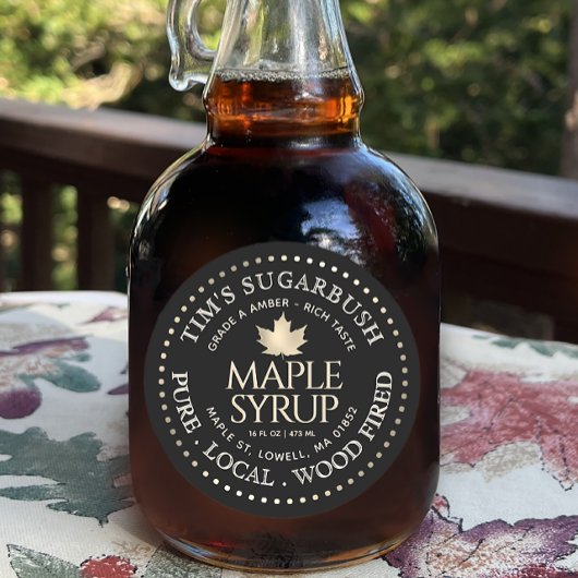 木材焼成メープルシロップ金ゴールド縁ど葉 ラウンドシール