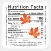 木材焼成州名メープルシロップ栄養ファクト スクエアシール (正面)