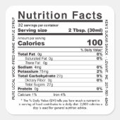 木材焼成州名メープルシロップ栄養ファクト スクエアシール (正面)