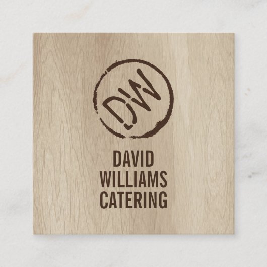 木材燃素朴焼型ケータリング用モノグラム スクエア名刺 (正面)