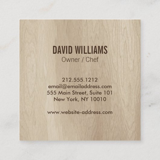 木材燃素朴焼型ケータリング用モノグラム スクエア名刺 (裏面)