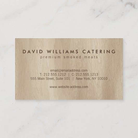 木材燃素朴焼型ケータリング用モノグラム 名刺 (裏面)