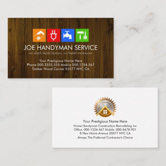 木材用パネルの手作りツール 名刺 (正面/裏面)