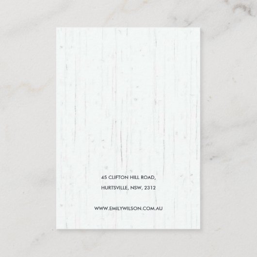 木材用ピンクフローラユーカリイヤリングネックレス 名刺 (裏面)