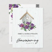 木材用フローラバードハウス引っ越し祝いパーティーパーティー ポストカード (正面/裏面)