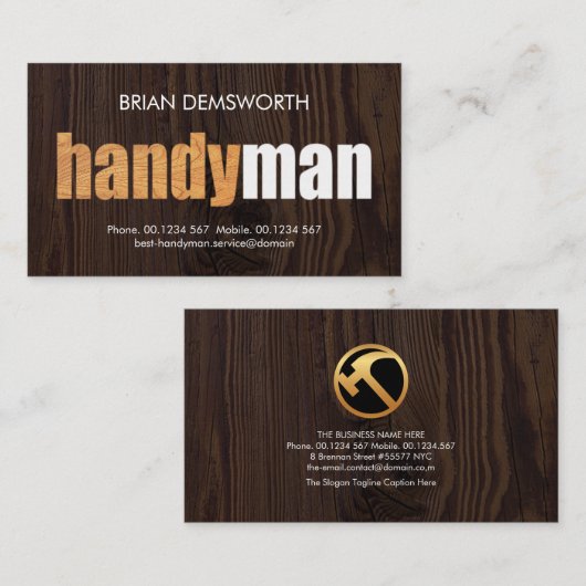 木材用穀物の手作り看板木工大工 名刺 (正面/裏面)