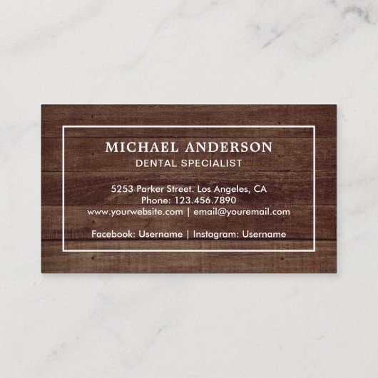 木材白素朴歯歯科診療所歯科医 名刺 (裏面)