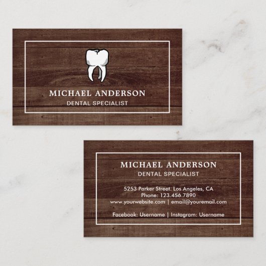 木材白素朴歯歯科診療所歯科医 名刺 (正面/裏面)