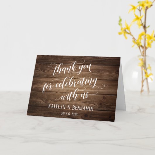 木材祝を持って素朴ありがとう カード (黄色い花)