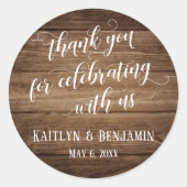 木材祝を持って素朴ありがとう ラウンドシール (正面)