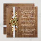 木材秋エレガントリボンシャワー招待状 招待状 (正面/裏面)