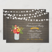 木材秋素朴フローラサプライズ退職パーティー 招待状 (正面/裏面)