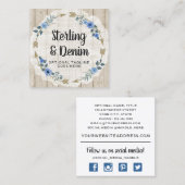 木材素朴とボヘミアの水カラーフローラ矢印 スクエア名刺 (正面/裏面)