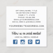 木材素朴とボヘミアの水カラーフローラ矢印 スクエア名刺 (裏面)