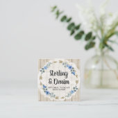 木材素朴とボヘミアの水カラーフローラ矢印 スクエア名刺 (スタンド正面)