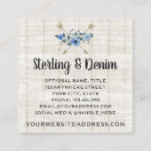 木材素朴とボヘミアの水カラーフローラ矢印 スクエア名刺 (裏面)