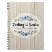 木材素朴とボヘミアの水カラーフローラ矢印 ノートブック (正面)