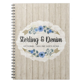 木材素朴とボヘミアの水カラーフローラ矢印 ノートブック