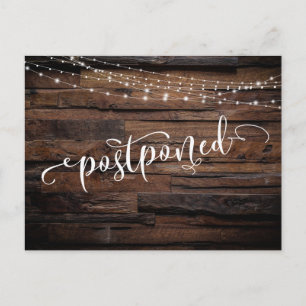 木材素朴と照明の延期結婚通知 ポストカード