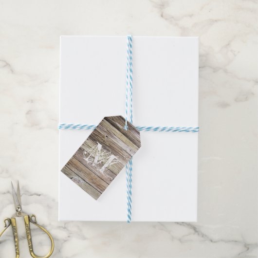 木材素朴ギフトモノグラムのラベル ギフトタグ (より糸付き)