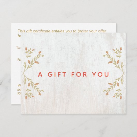 木材素朴ギフト証書 シーズンカード (正面/裏面)