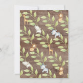 木材素朴ジャングル動物の赤ちゃんシャワー 招待状 (裏面)