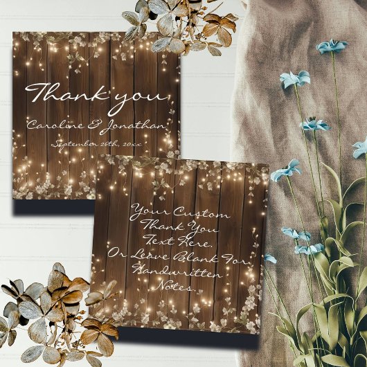 木材素朴ストリングラ結婚イトの感謝状 エンクロージャーカード