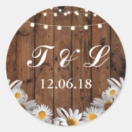 木材素朴デイジーライトフラワーステッカーラベル ラウンドシール