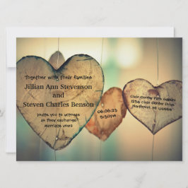 木材素朴ハート- 6.5 x8.75結婚式招待状 招待状