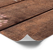 木材素朴フローラカスケード結婚のウェルカムサイン ポスター (角)