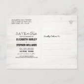 木材素朴フローラストリングライト日付を保存Ann 案内ポストカード (裏面)