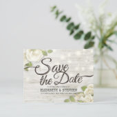 木材素朴フローラストリングライト日付を保存Ann 案内ポストカード (スタンド正面)