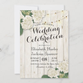 木材素朴フローラストリングライト結婚式招待状 招待状