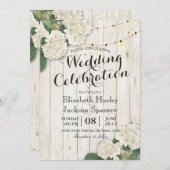 木材素朴フローラストリングライト結婚式招待状 招待状 (正面/裏面)