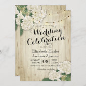 木材素朴フローラストリングライト結婚式招待状 招待状 (正面/裏面)