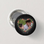 木材素朴フローラハートカスタム写真 缶バッジ (正面&裏面)