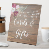 木材素朴フローラブライダルシャワーカードとギフトPed 台座サイン (インサイチュ)