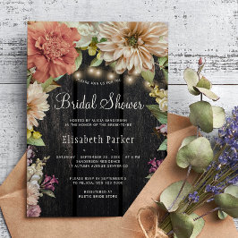 木材素朴フローラブライダルシャワー 招待状