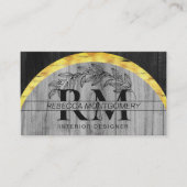 木材素朴フローラモノグラムの金ゴールド 名刺 (正面)