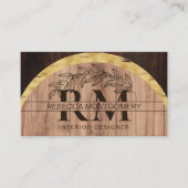 木材素朴フローラモノグラムの金ゴールド 名刺 (正面)