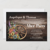 木材素朴フローラワゴン車結婚の後のパーティー 招待状 (正面)