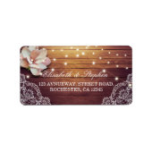 木材素朴フローラ列ラ結婚イトのアドレス ラベル (正面)