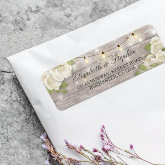 木材素朴フローラ列ラ結婚イトのアドレス ラベル