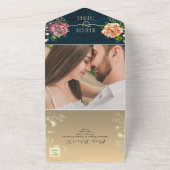 木材素朴フローラ結婚の全てを一つの招待状 オールインワン招待状 (外側)