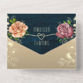 木材素朴フローラ結婚の全てを一つの招待状 オールインワン招待状 (裏面)