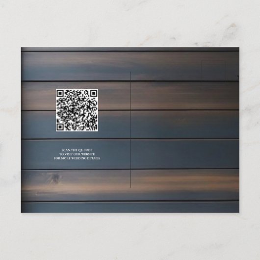 木材素朴フローラ結婚式の日付の保存 案内ポストカード (裏面)