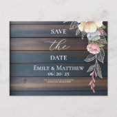 木材素朴フローラ結婚式の日付の保存 案内ポストカード (正面)