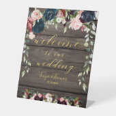 木材素朴フローラ金ゴールドファンシーフォント書道 台座サイン (正面)